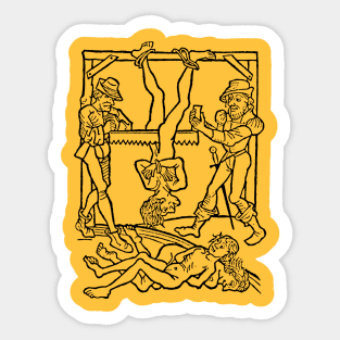 Hanging †† Vintage Medieval Woodcut Style Illustration Sticker